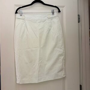 Vertigo Paris White Pencil Skirt with Button Waist Detail